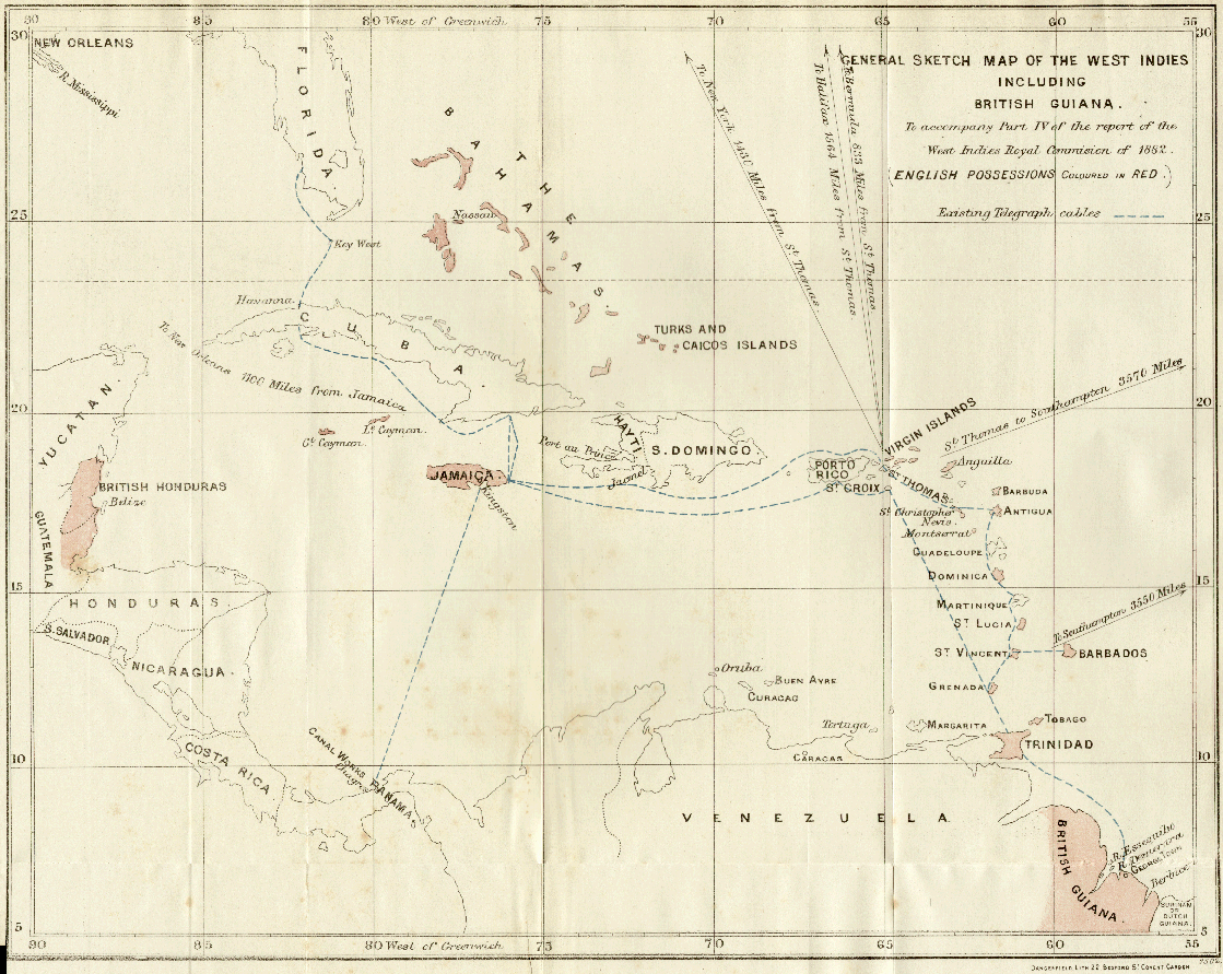 West Indies map 1882